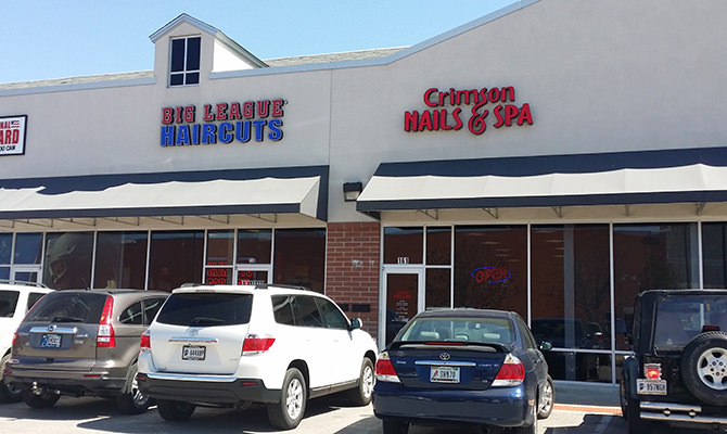 Front entrance of Crimson Nails and Spa